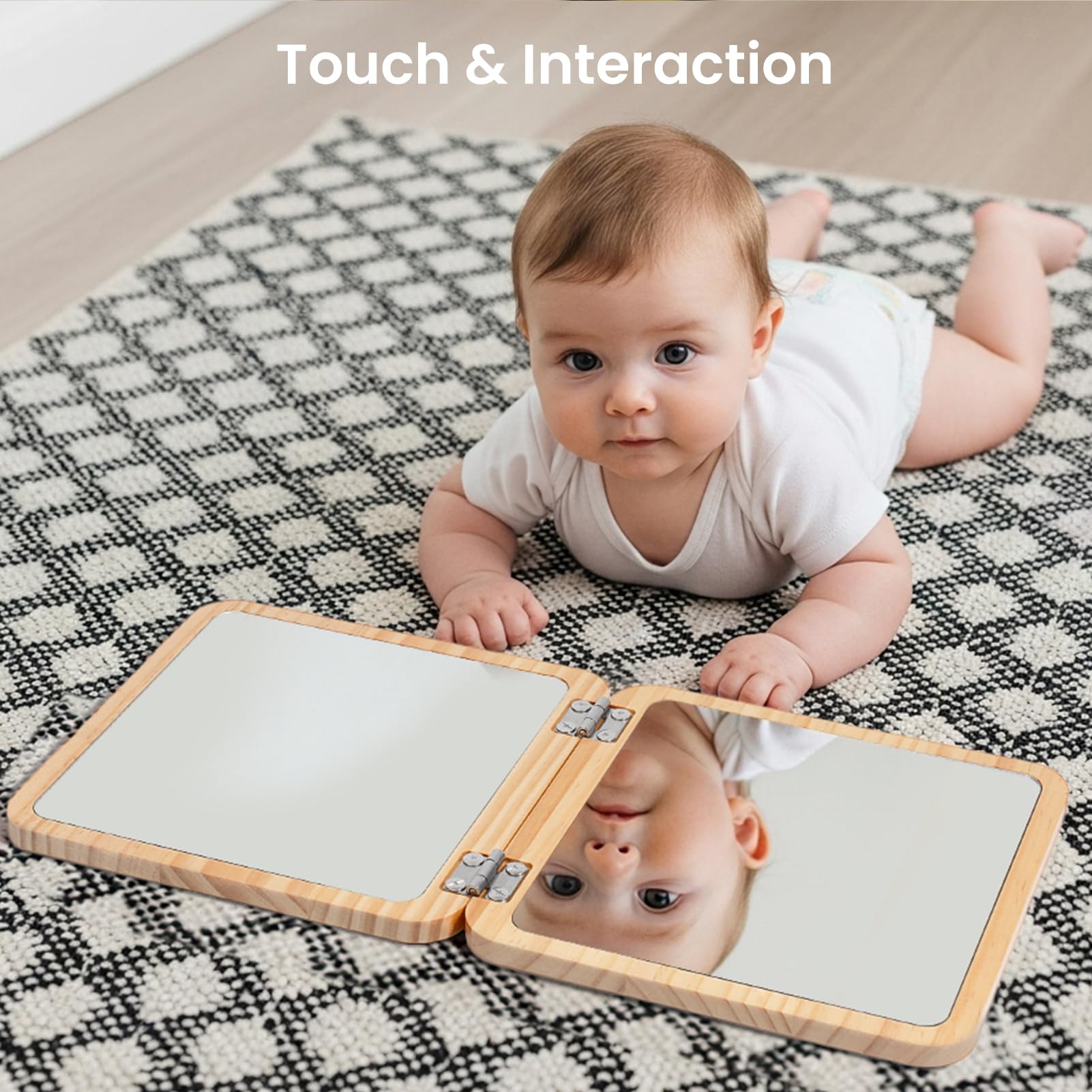Woodtoe mirror folds flat for easy travel and storage.