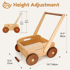 Child uses Woodtoe walker during playtime to encourage steady, confident steps.