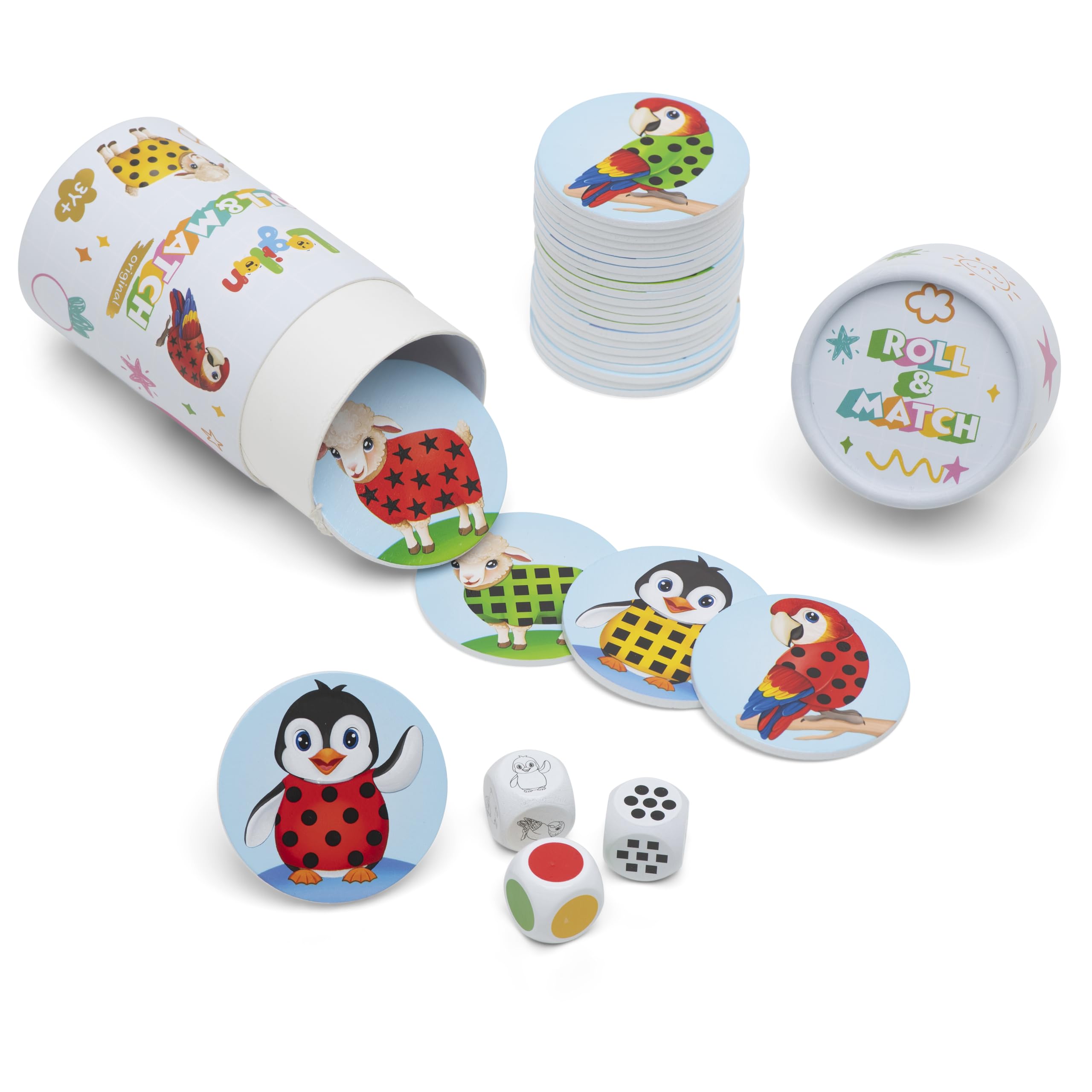 Woody Wonders Roll & Match dice with animal theme for early logic play