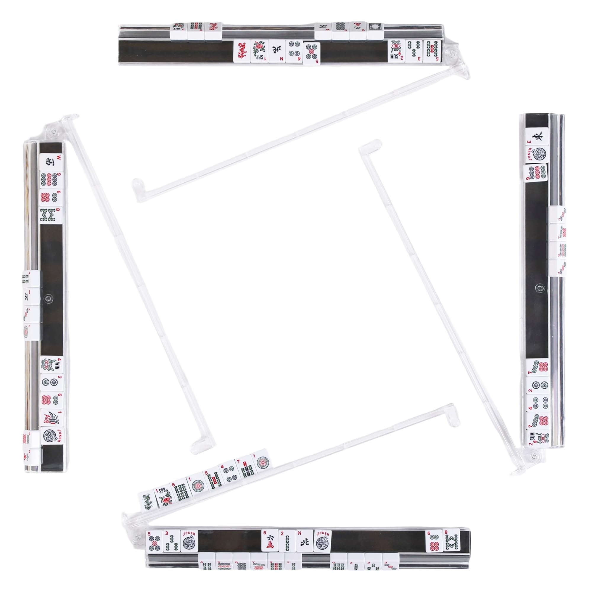 WOOIIROM Mahjong racks with pushers show anti-slip stability during fast play