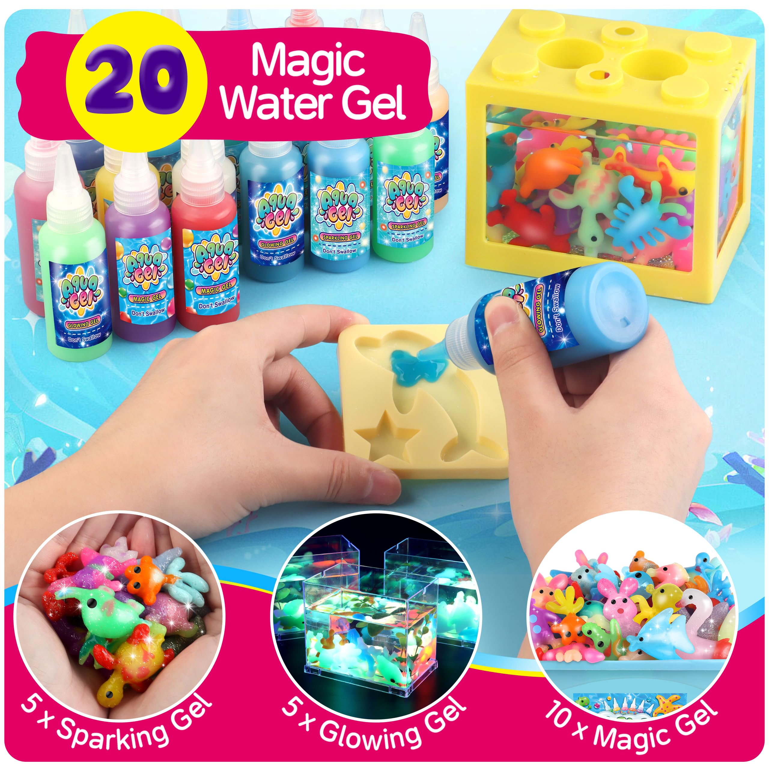 Wookidel Aqua gels deliver pastel, pearlescent, and glow options for vibrant sea creatures.