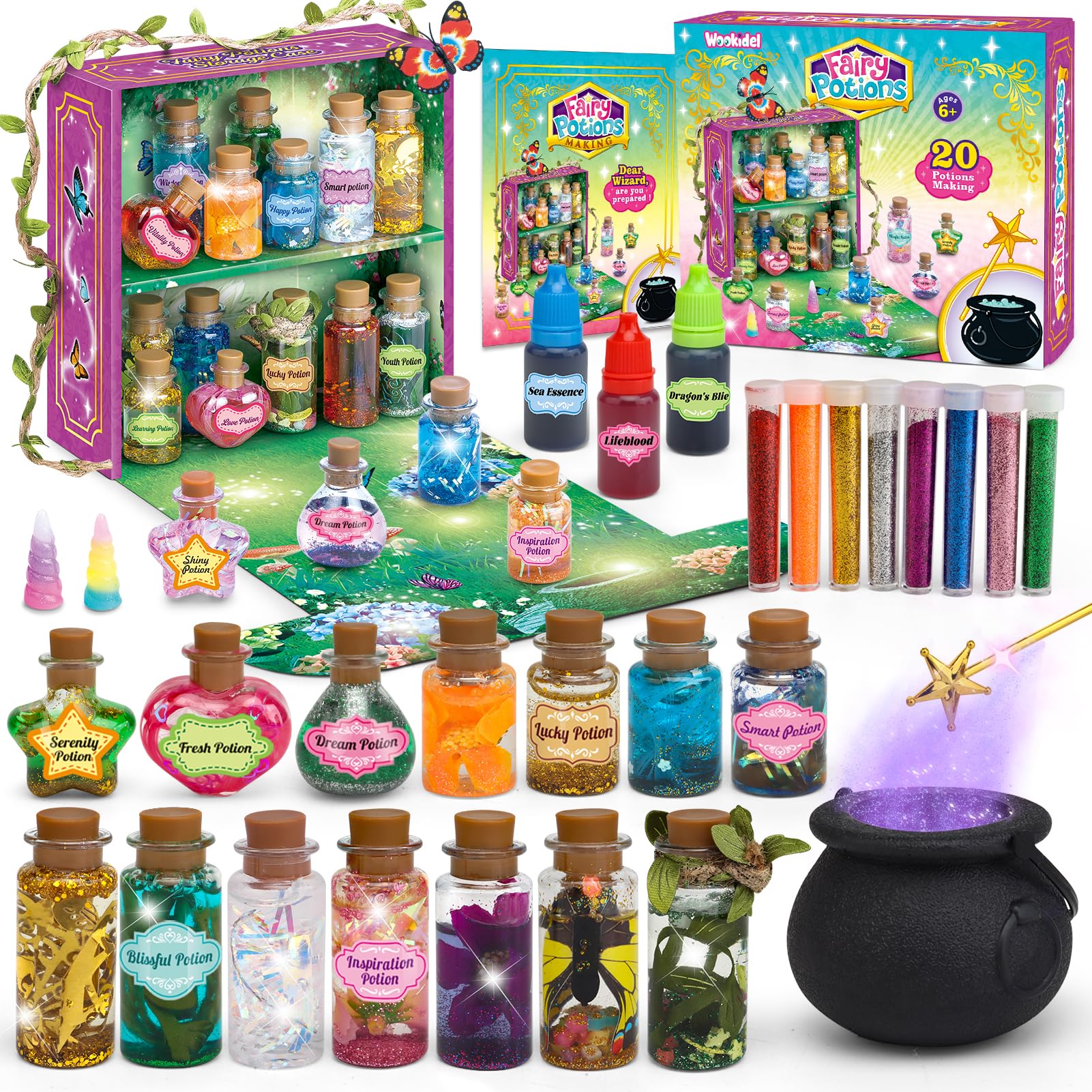 Wookidel Fairy Magic Craft Kit display case shows organized potions.