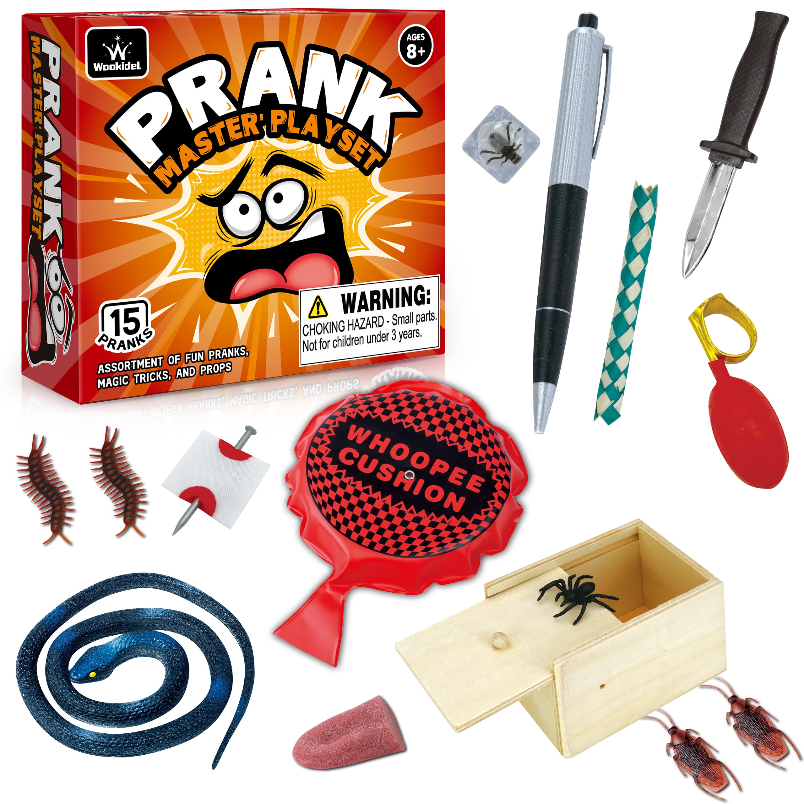 Wookidel Prank Kit 25-piece set displayed for playful surprises at gatherings