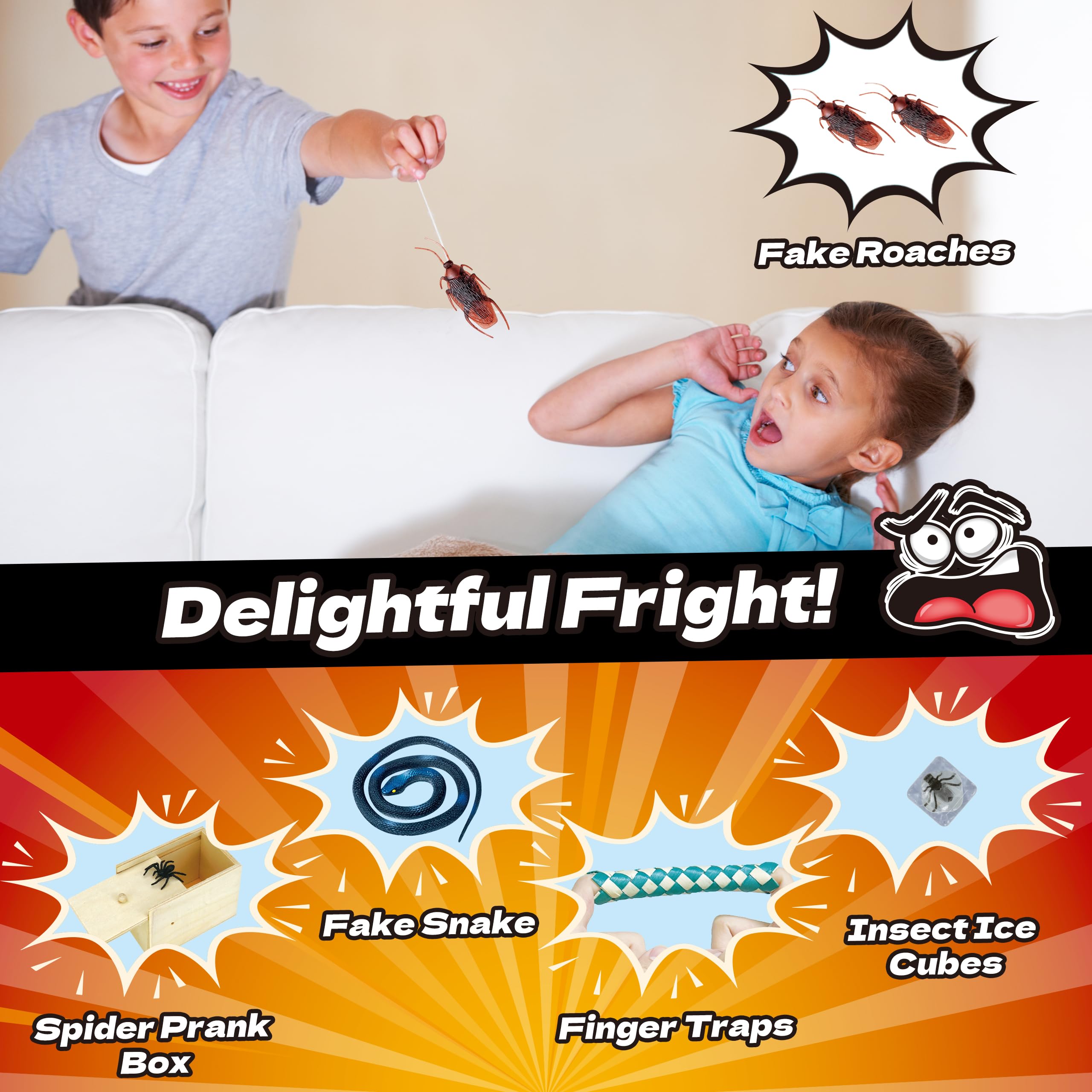 Realistic roaches from Wookidel prank kit ready for playful reactions