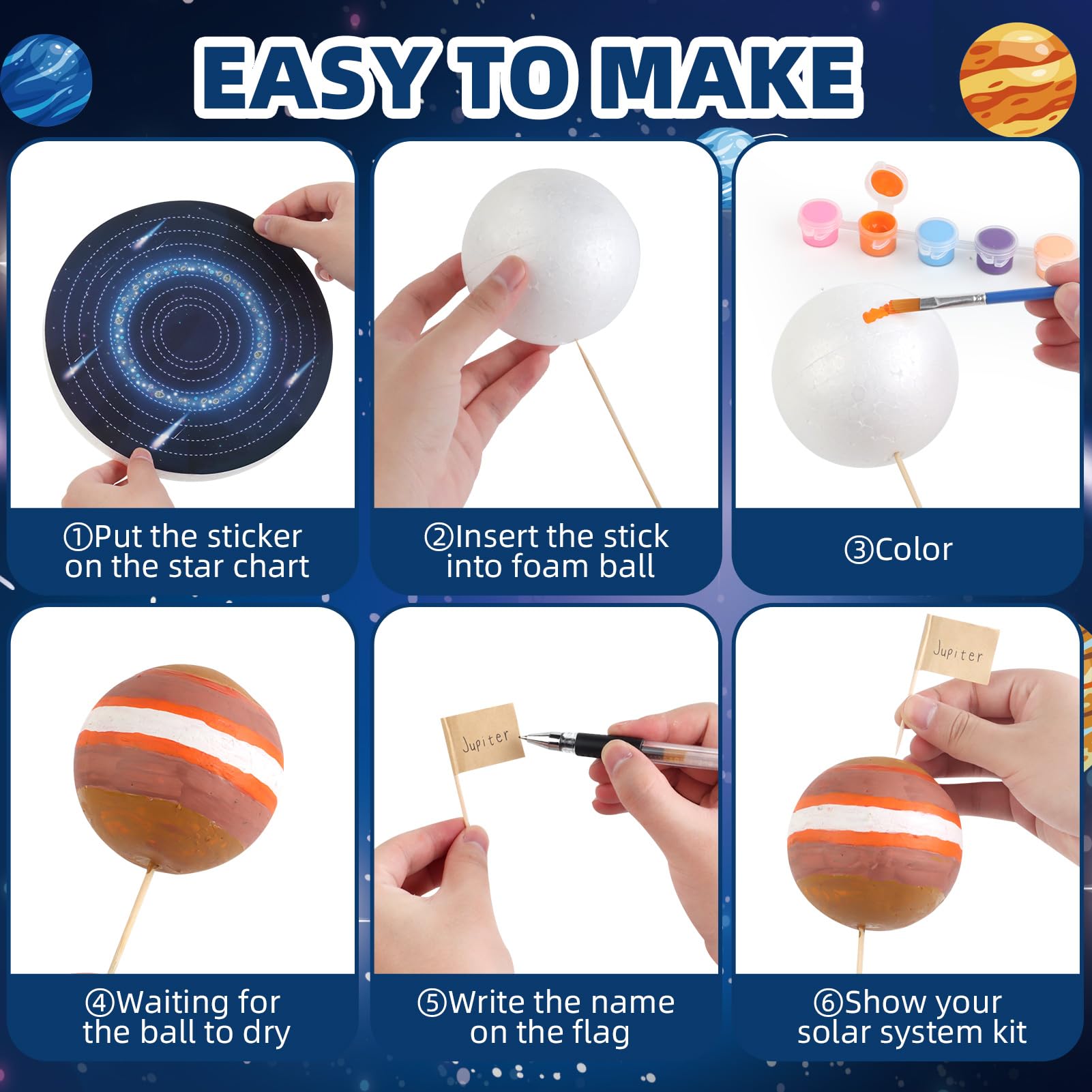 Wookidel Solar System Kit foam stars add decorative accuracy and variety in scale.