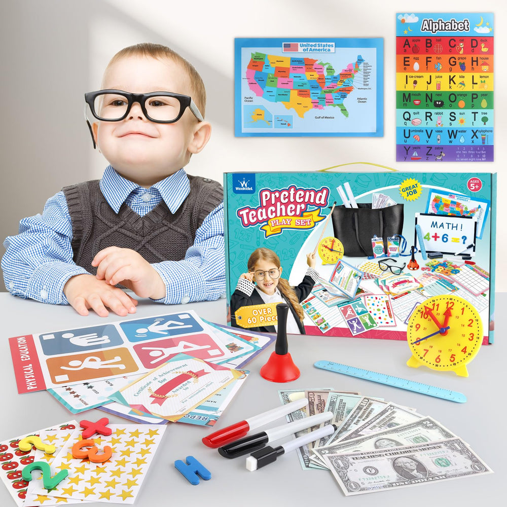 Wookidel money and cards introduce classroom-style pretend budgeting and math play.
