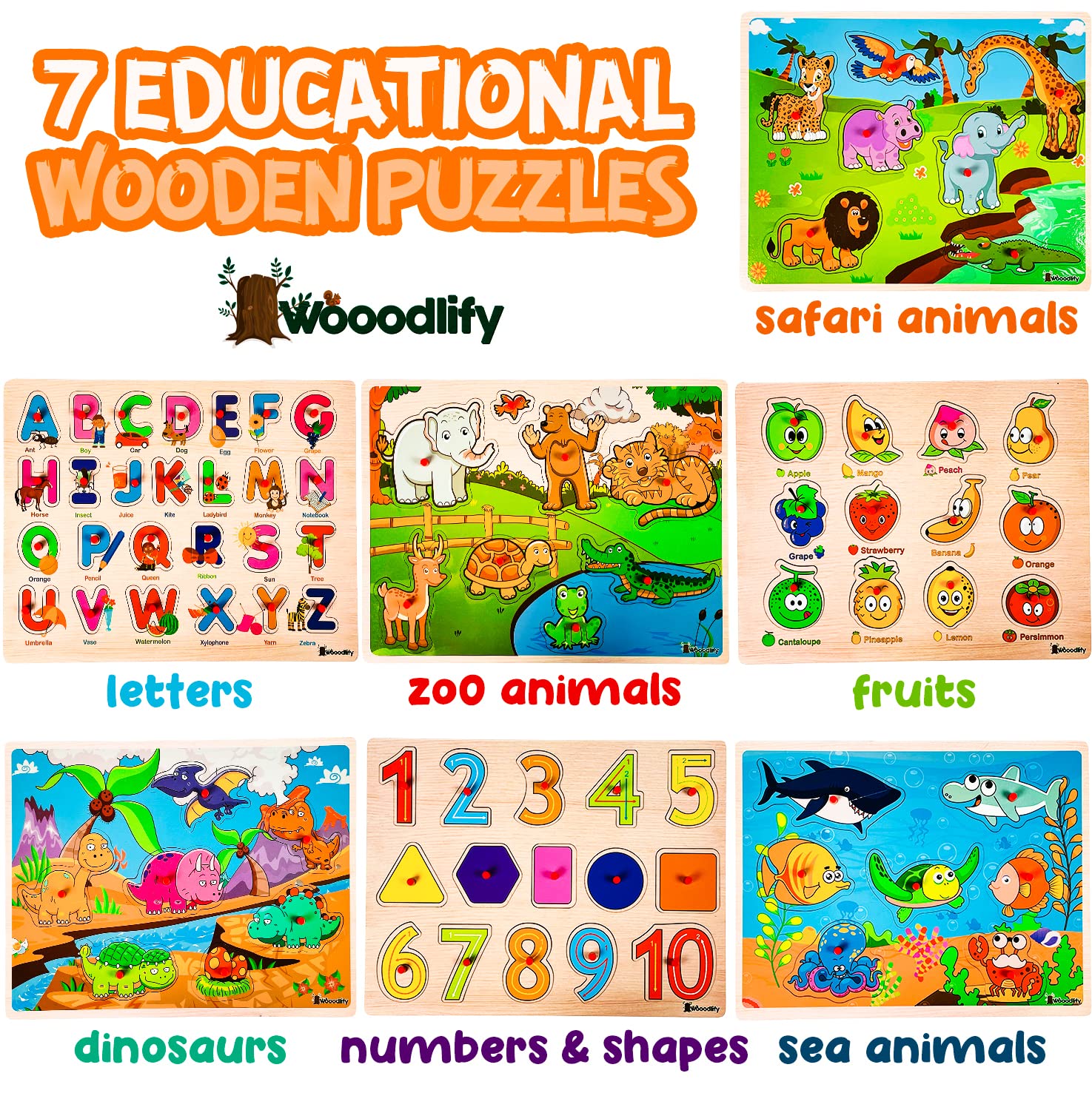 WOOODLIFY alphabet puzzle pieces engage kids in letter learning through tactile play.