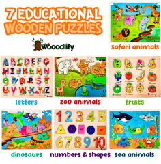 WOOODLIFY alphabet puzzle pieces engage kids in letter learning through tactile play.