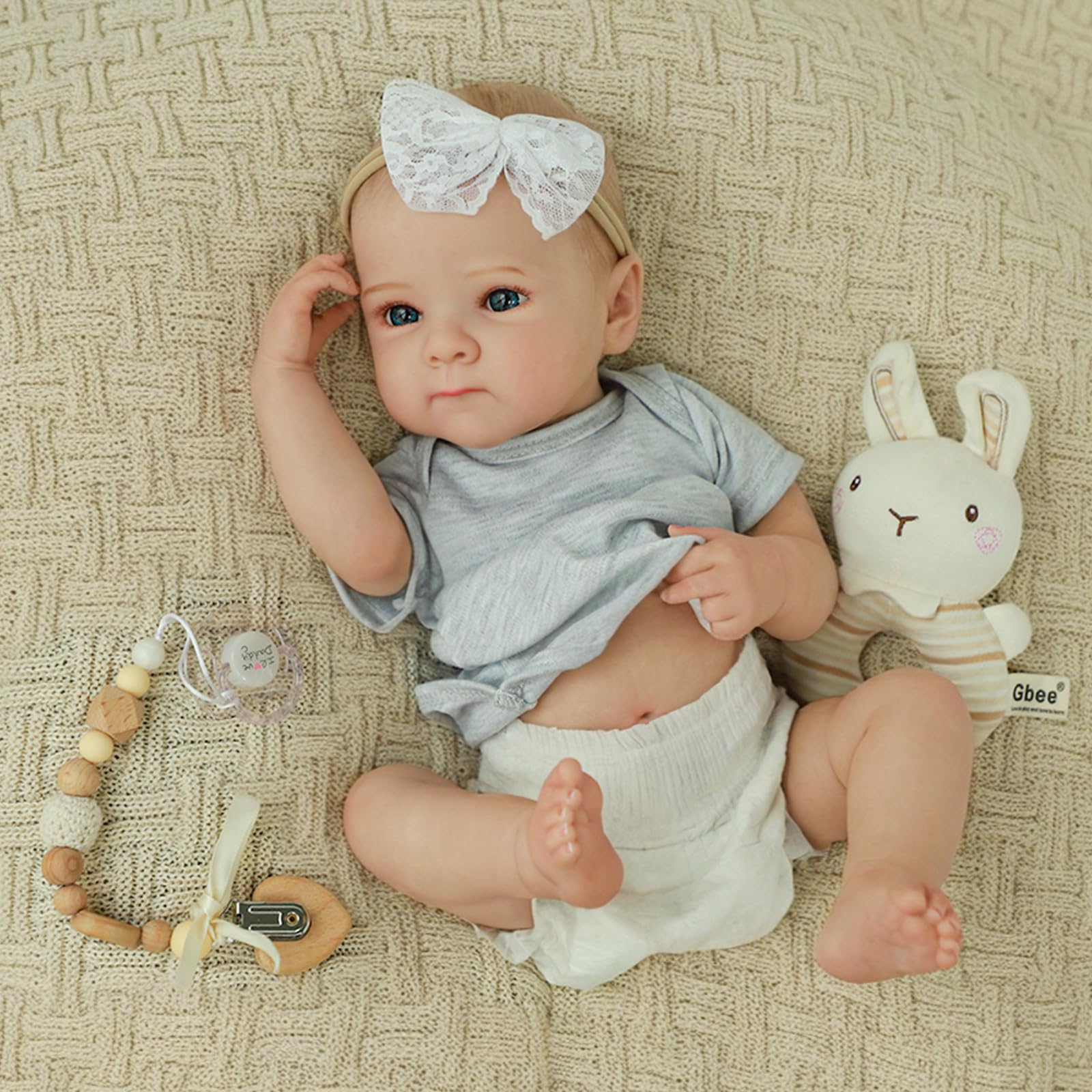 WOOROY 20-inch reborn baby doll with full vinyl body for lifelike nurturing play