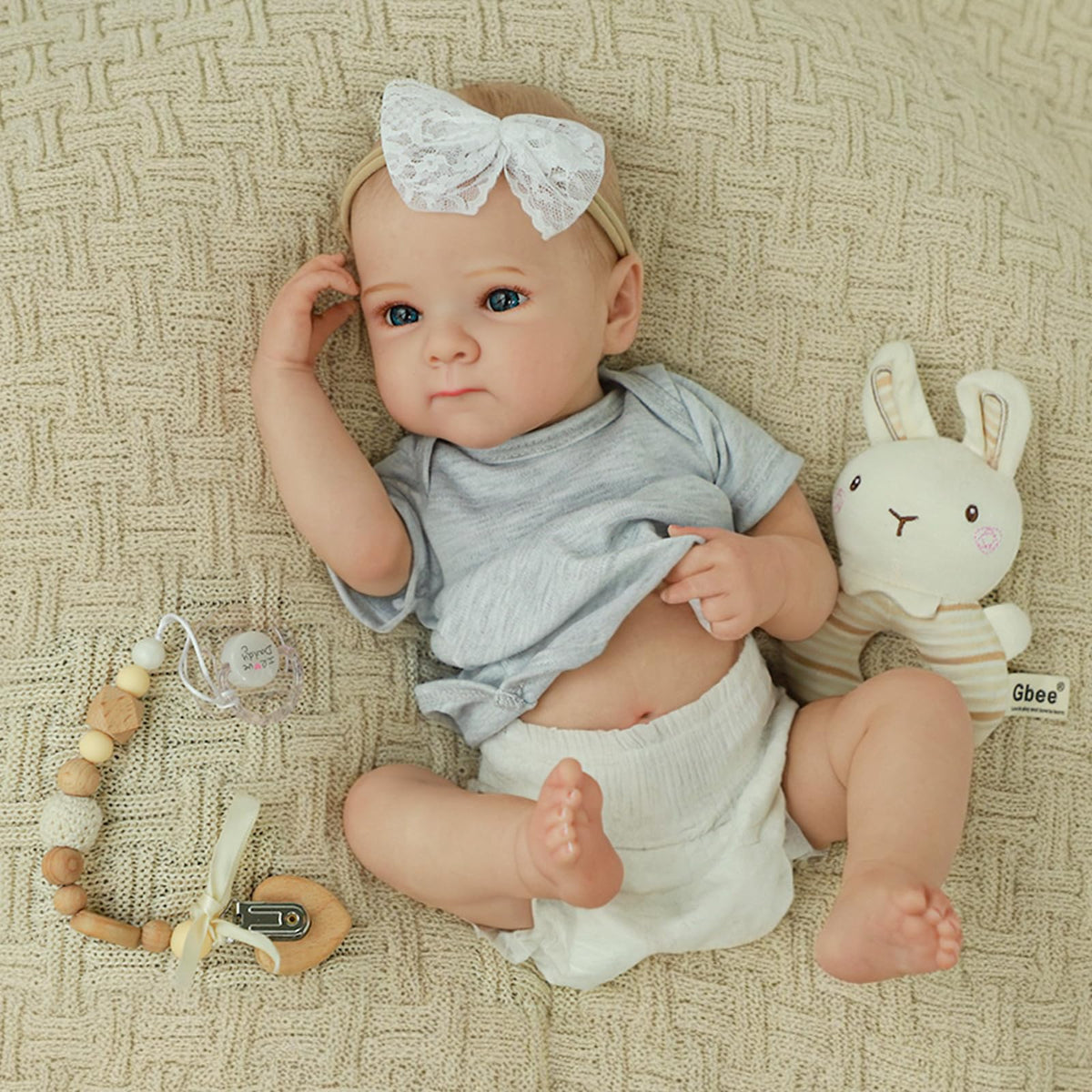 WOOROY 20-inch reborn baby doll with full vinyl body for lifelike nurturing play