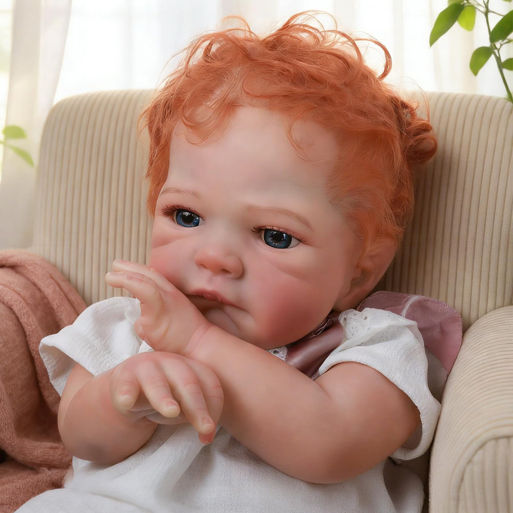 WOOROY red-haired doll includes magnetic pacifier for easy pretend feeding.