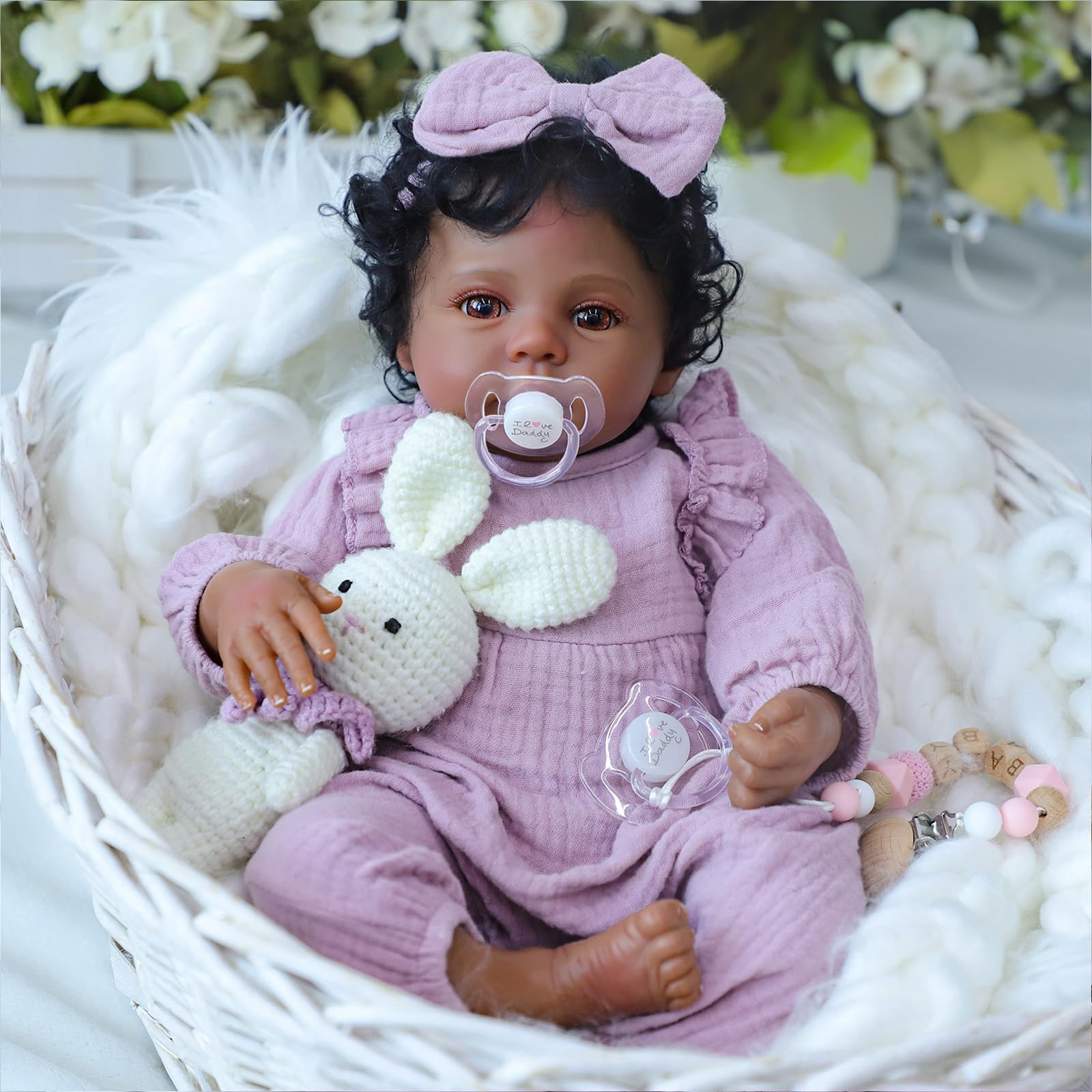 WOOROY Realistic Reborn Baby Doll 18-inch face close-up showing lifelike expression for imaginative play