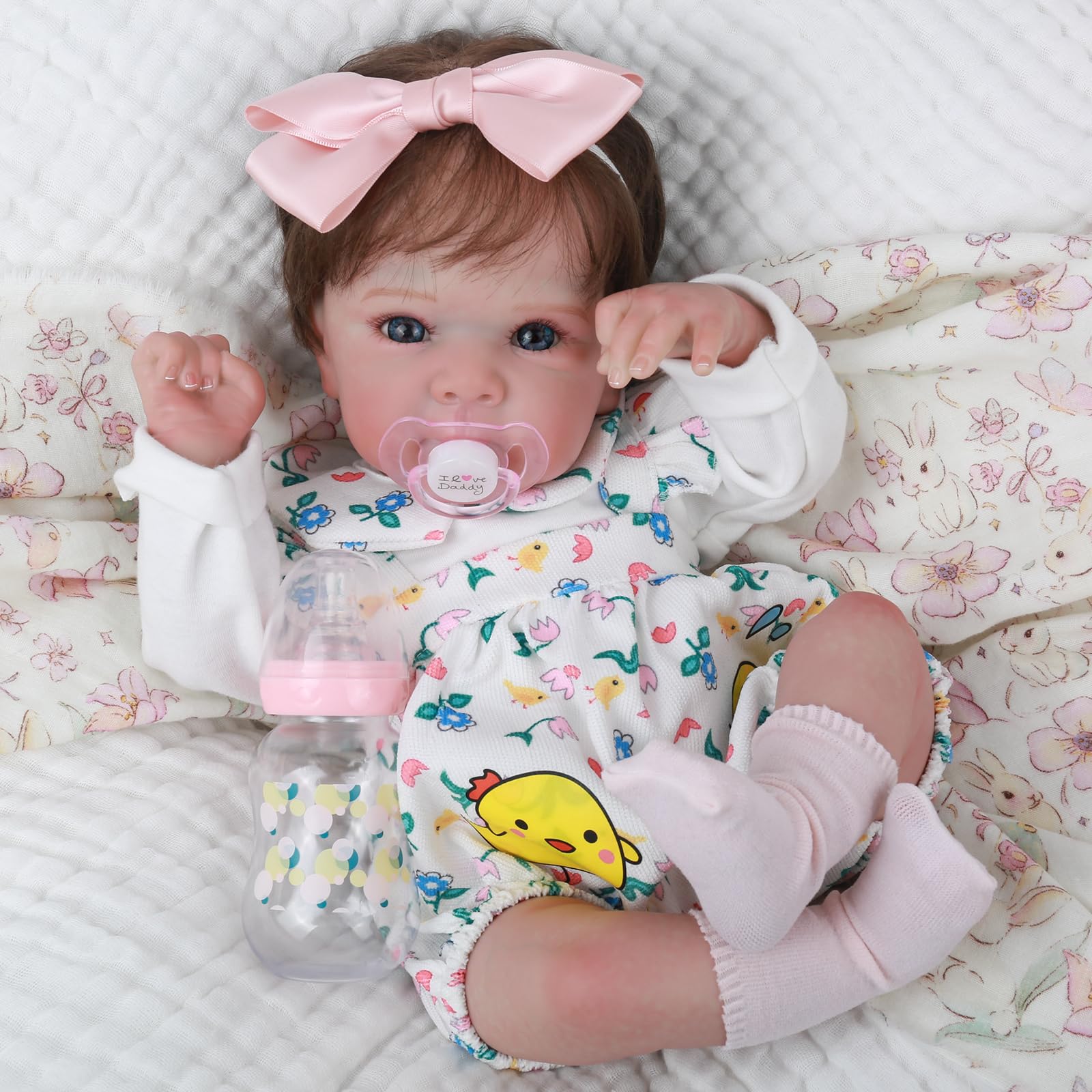 WOOROY Reborn 18inch face close-up showing lifelike features for immersive pretend play.