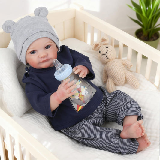 WOOROY Reborn Boy Doll 19in with soft cloth body for cuddling.