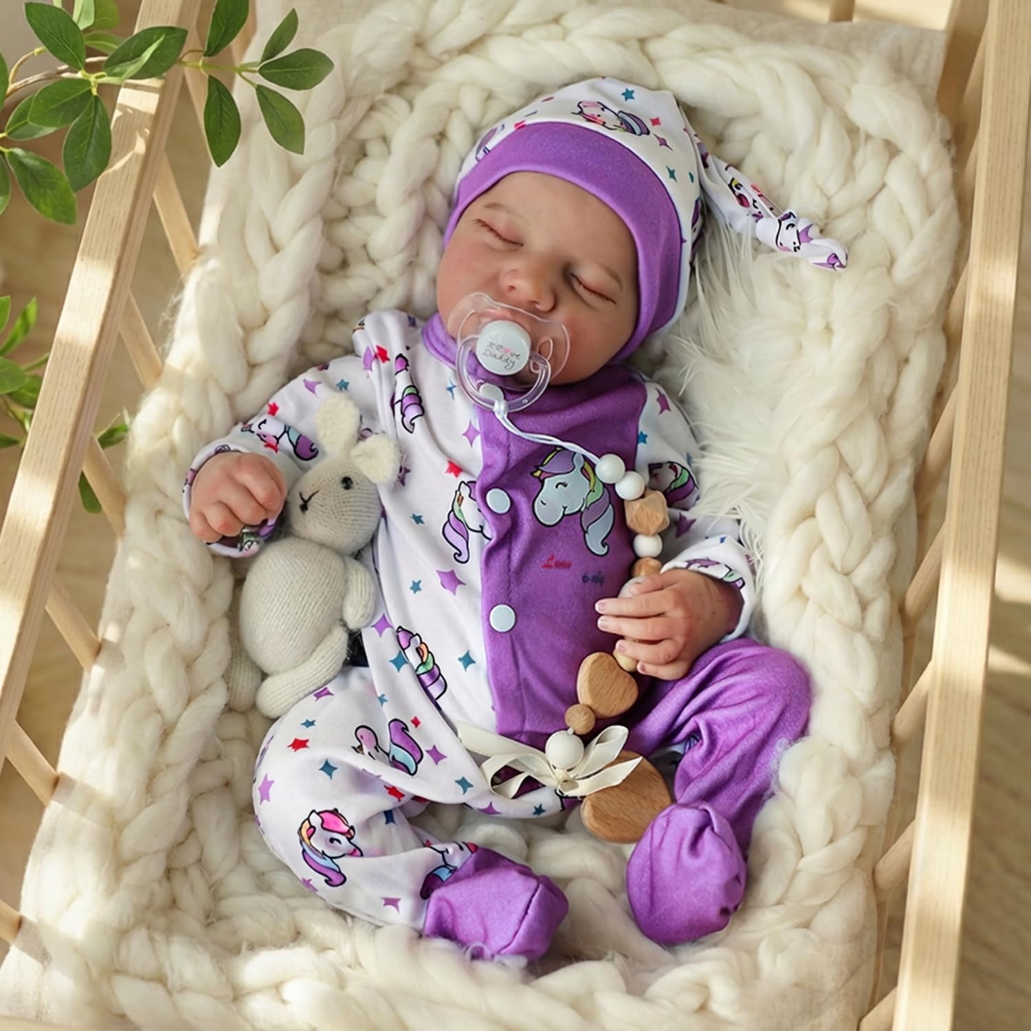 WOOROY Realistic Reborn doll with unicorn outfit, full vinyl body, perfect for cuddles