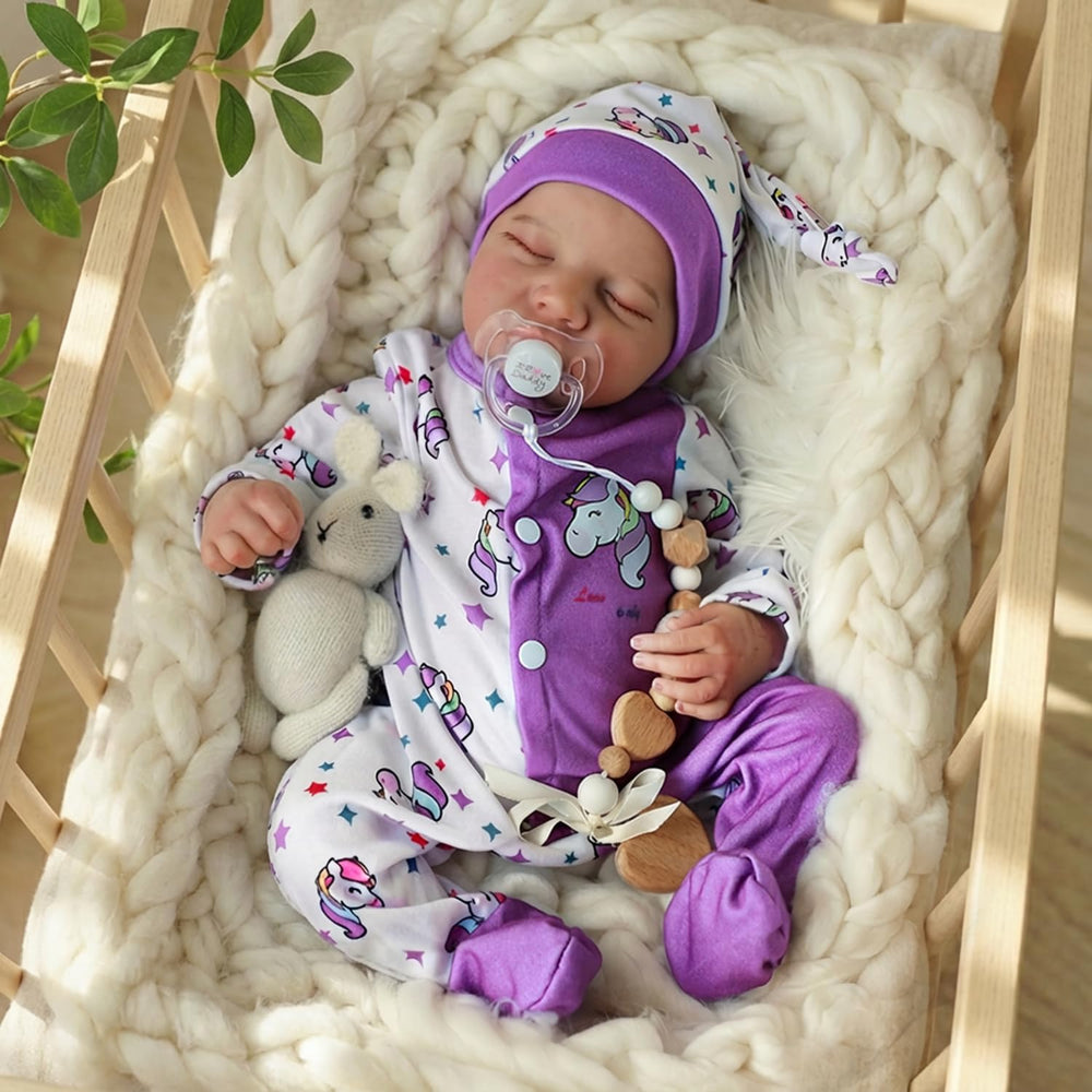WOOROY Realistic Reborn doll with unicorn outfit, full vinyl body, perfect for cuddles