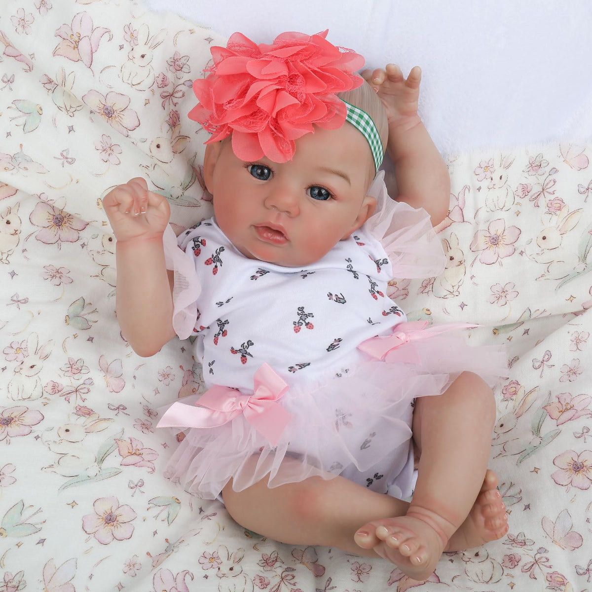WOOROY reborn doll, 18-inch face close-up showing lifelike expression and delicate features.