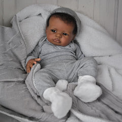 WOOROY reborn doll 20-inch black boy face detail for imaginative play and nurturing.
