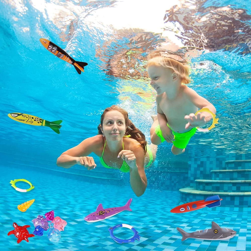 Woplagyreat sea animals and gems brighten water play with high visibility.