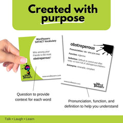 Word Teasers conversation cards enable engaging study and practical use of SAT words.