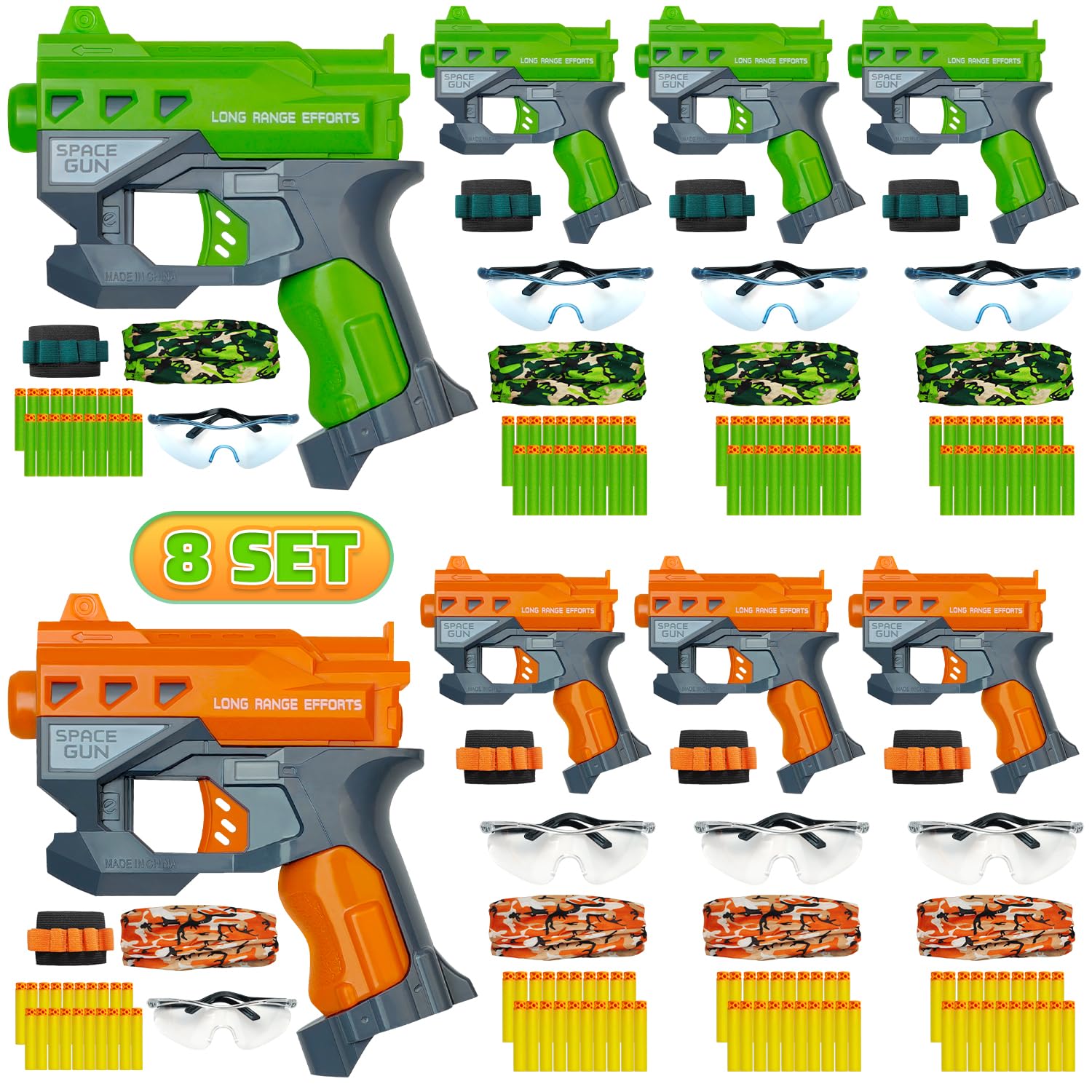 Wordot 8-pack blaster guns for safe, active indoor and outdoor play.