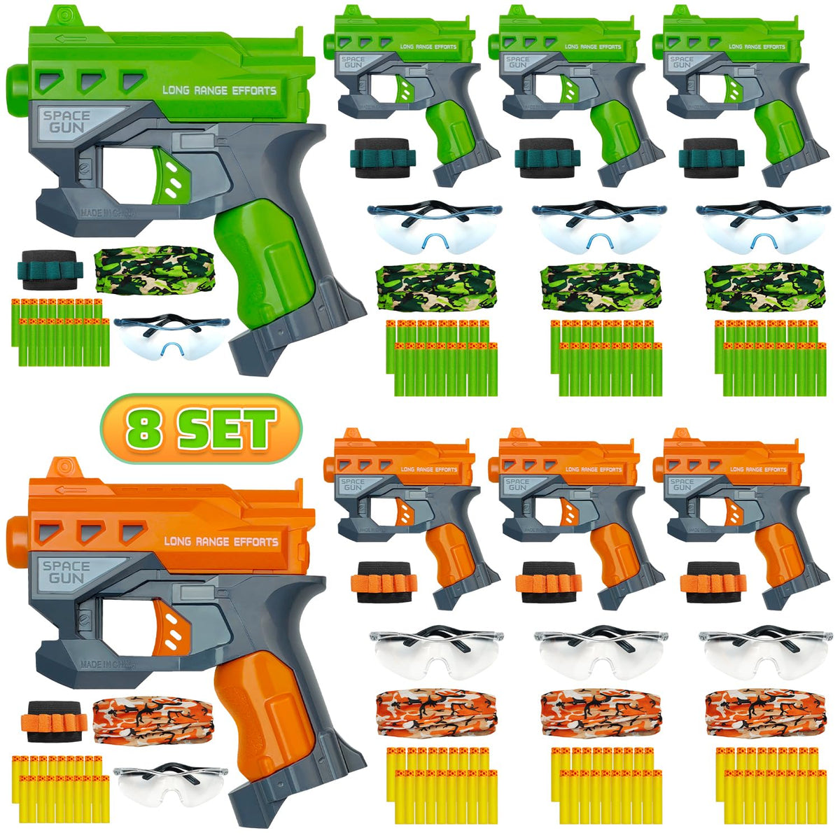 Wordot 8-pack blaster guns for safe, active indoor and outdoor play.
