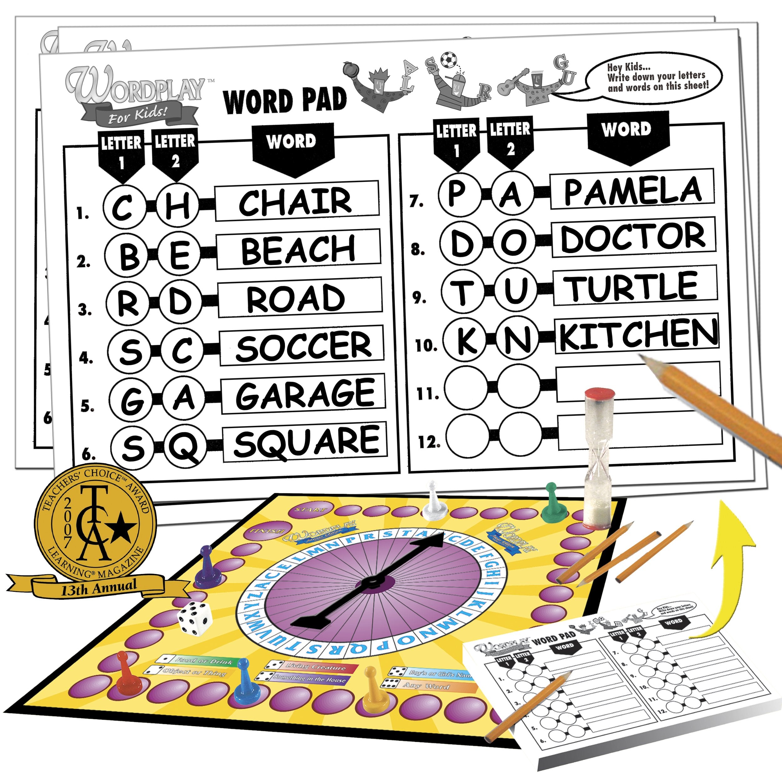 Wordplay for Kids timer countdown emphasizes speed-friendly play and quick decision making.