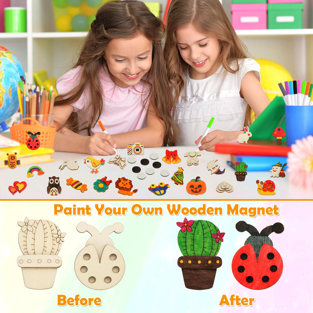 Worgree wooden magnets during painting session spark imagination and fine motor skills