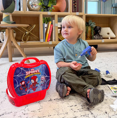 World Tech Toys Spidey tools drawer, promoting organization and pretend-building skills.