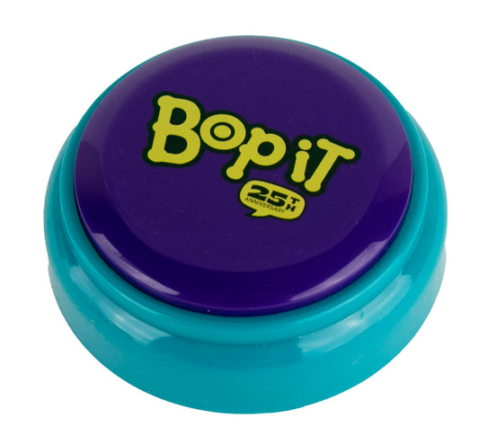 World's Smallest Bop It Button closeup highlighting the compact reflex challenge.
