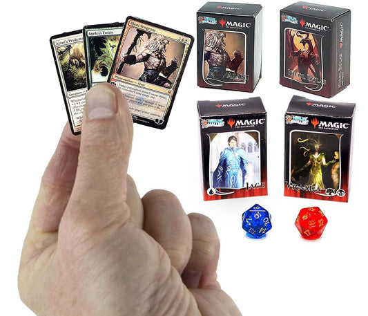 World's Smallest MTG Ajani vs Nicol Bolas duel deck, compact on-the-go play.