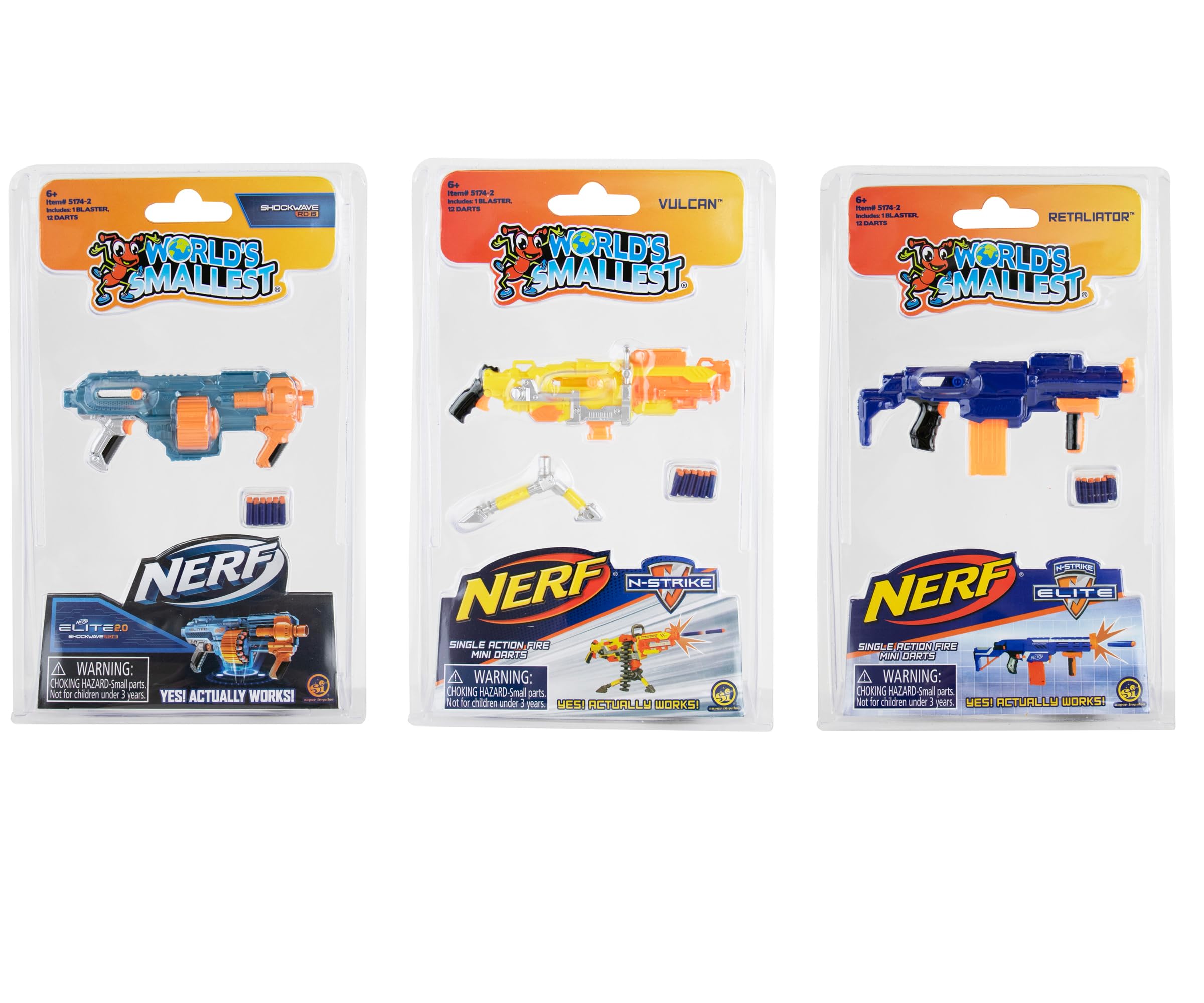 World's Smallest Nerf N-Strike Vulcan blaster, portable for quick, on-the-go battles.