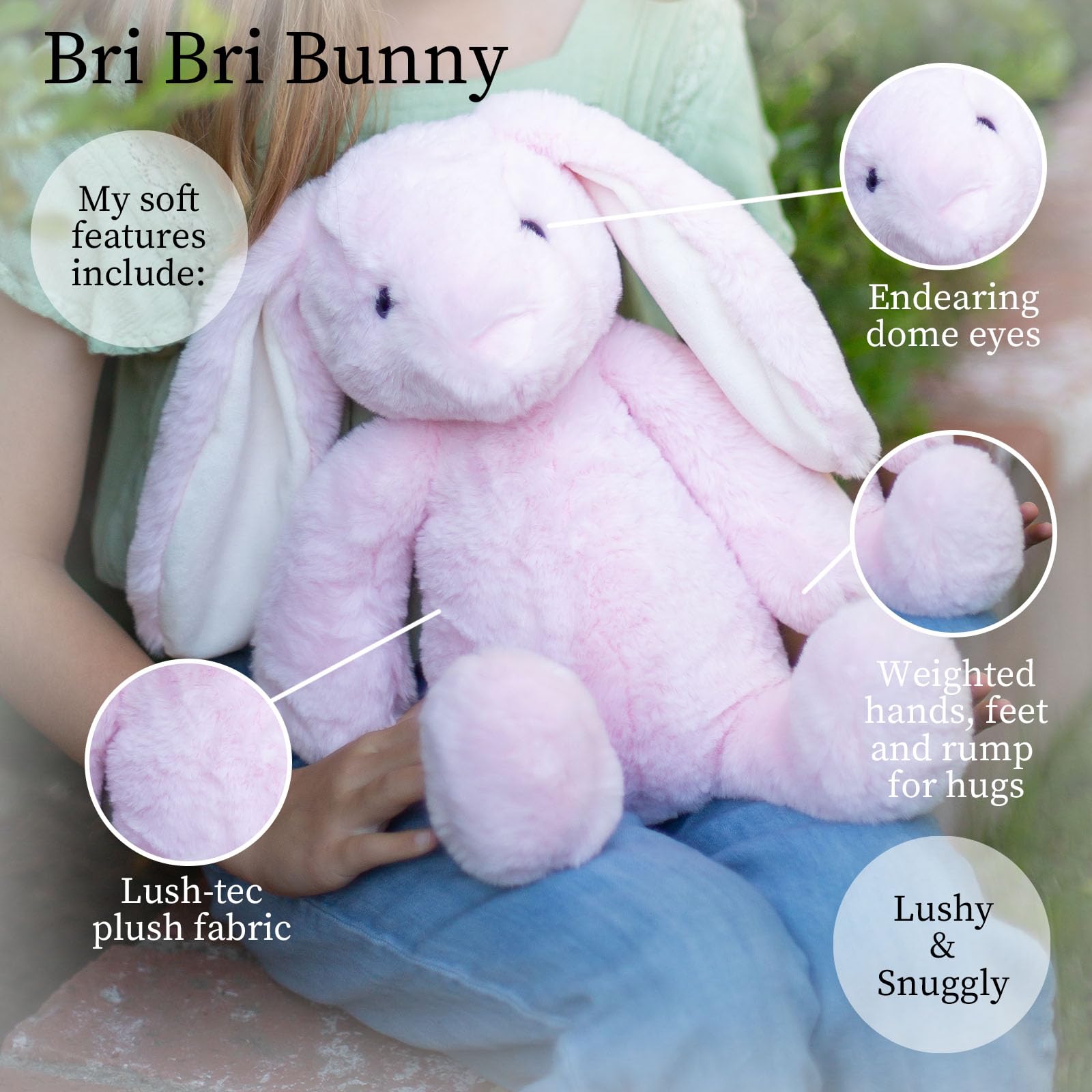 World’s Softest BriBri Bunny Rose on a child’s bed for bedtime snuggles.