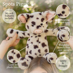 World's Softest Lushee Spots Piggy hug pose highlights squishy comfort.
