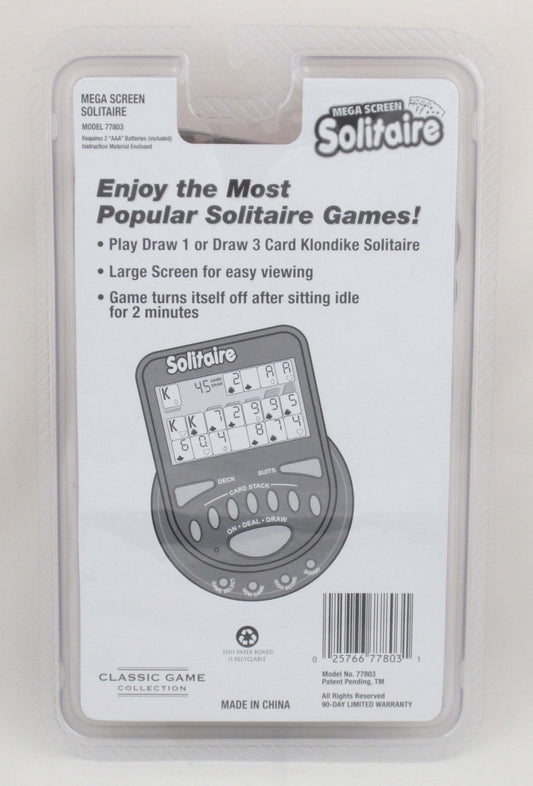 Worldwise Imports MegaScreen Solitaire handheld in-hand—easy, portable play on the go.