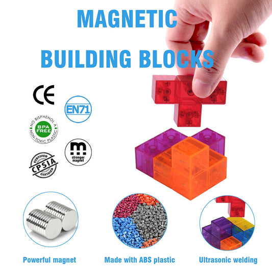 WorWoder magnetic blocks blue 3D geometry pieces support hands-on learning.