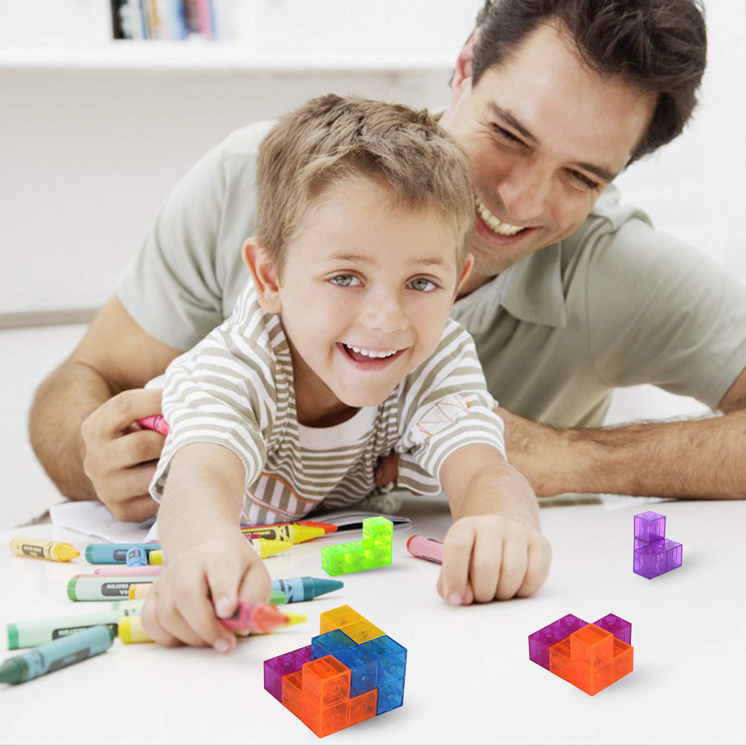WorWoder blue blocks as stress-relief fidget toys during calm moments.