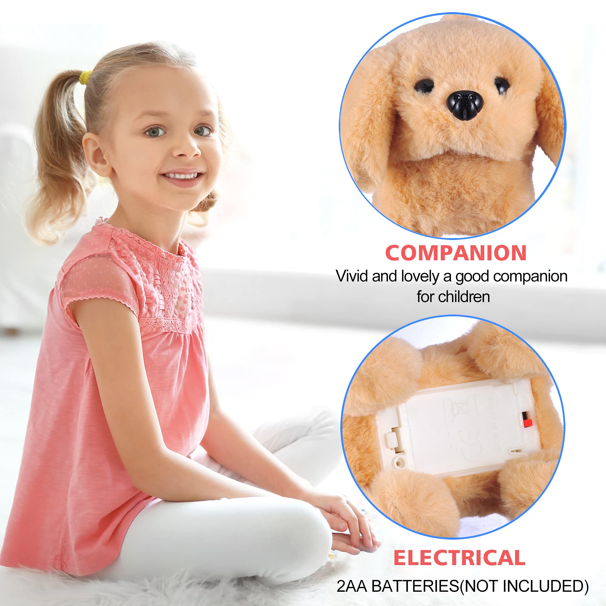 WorWoder Plush Golden Retriever Toy stretching to entertain during breaks