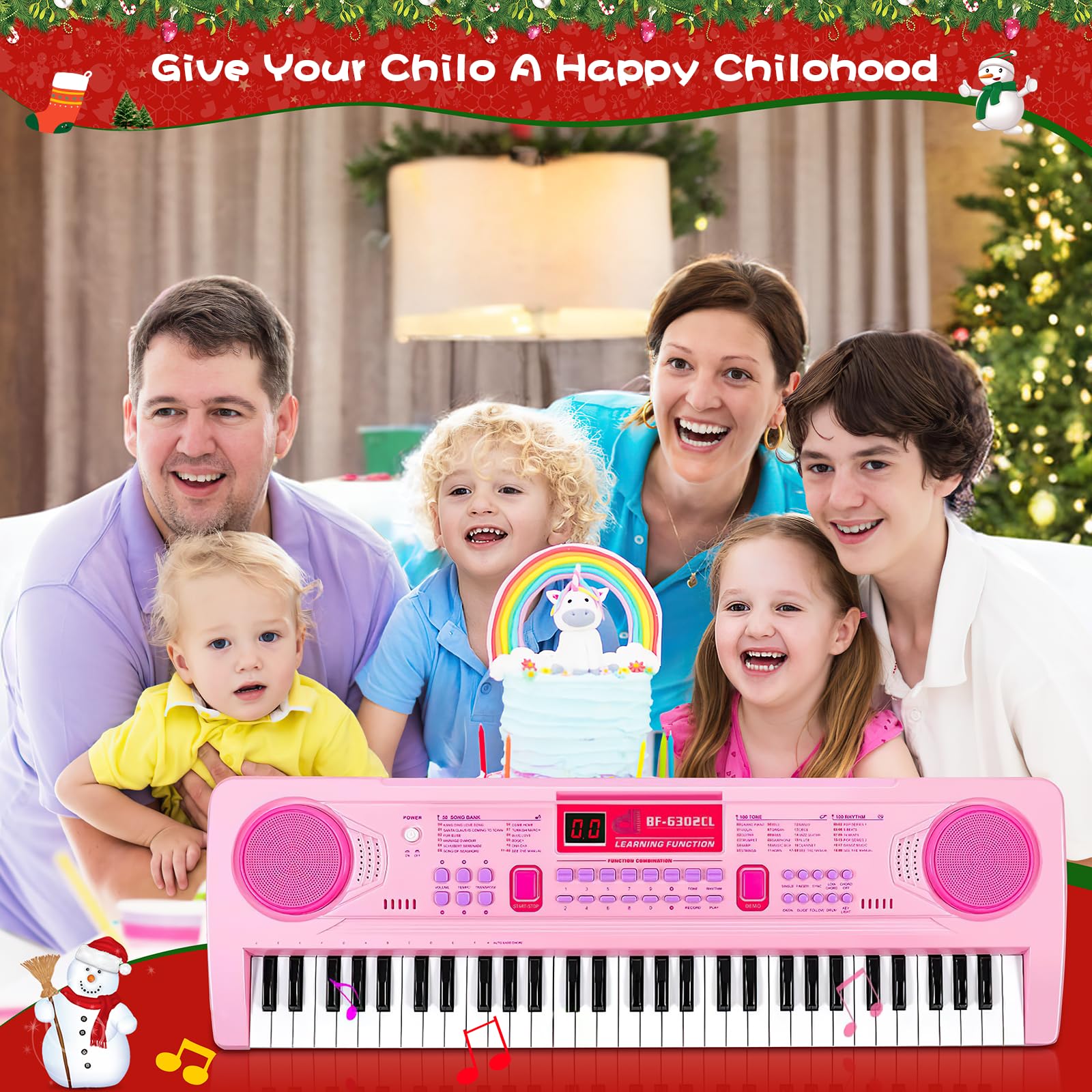 WOSTOO Kids Keyboard Piano side view, compact design fits small play spaces.