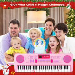WOSTOO Kids Keyboard Piano side view, compact design fits small play spaces.
