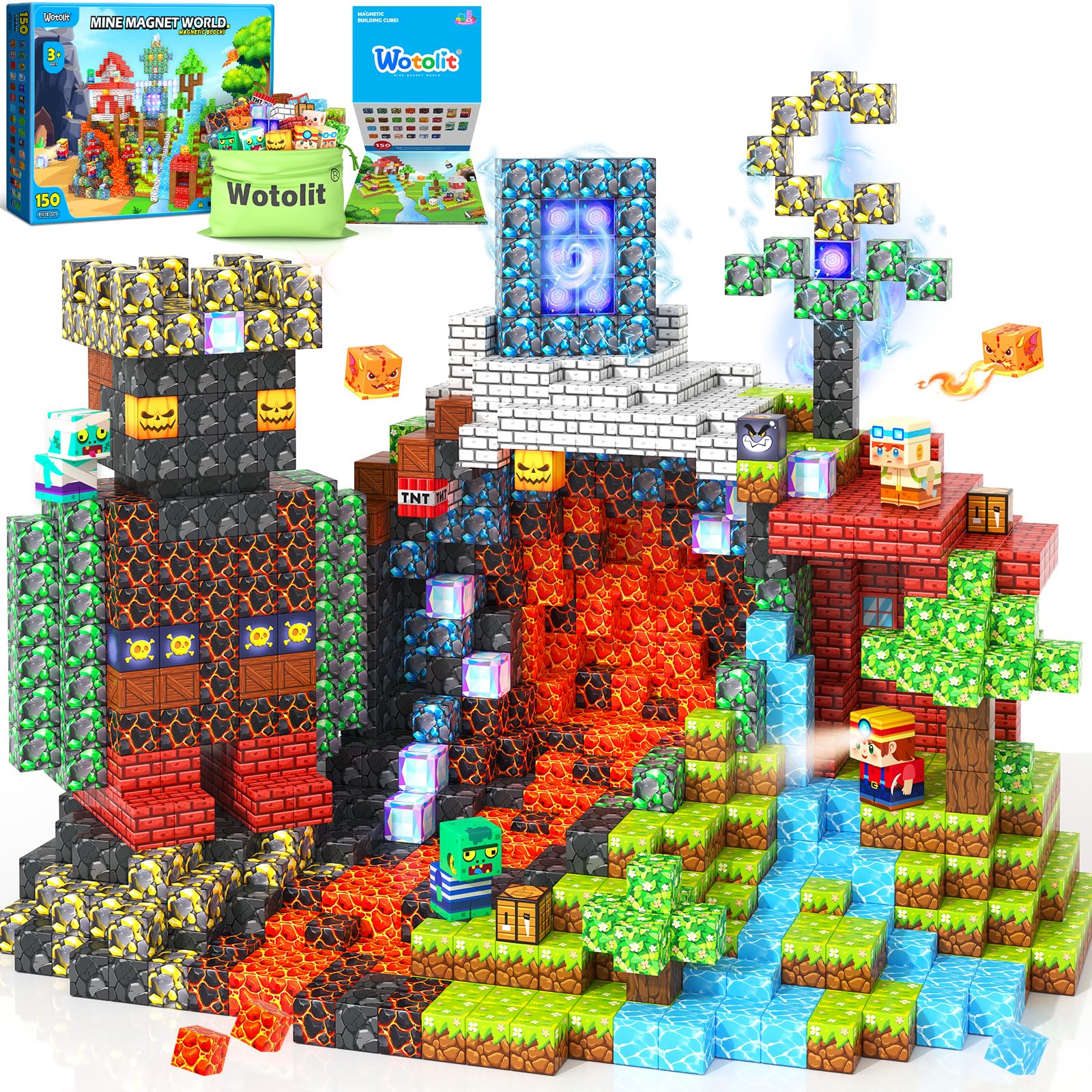 Wotolit magnetic blocks forest set with colorful pieces for creative open-ended play
