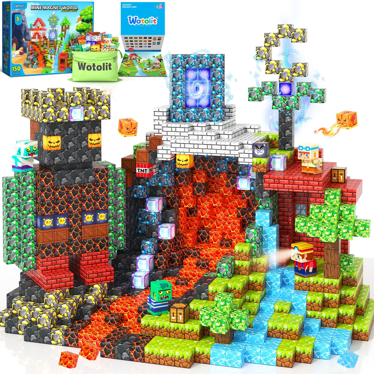 Wotolit magnetic blocks forest set with colorful pieces for creative open-ended play