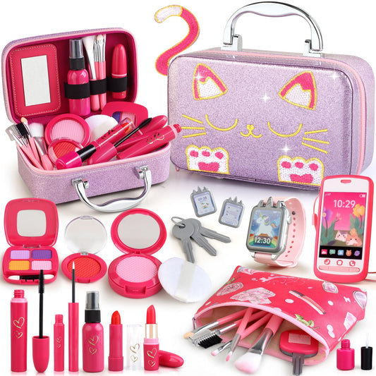Woumserta cat cosmetic case for pretend makeup with playful storage and organization