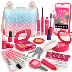 Woumserta Mermaid pretend makeup kit with gradient design sparks imaginative dress-up play.