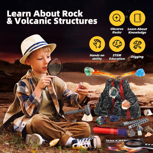 Woumserta Volcano Dig Kit tools laid out for precise digging.
