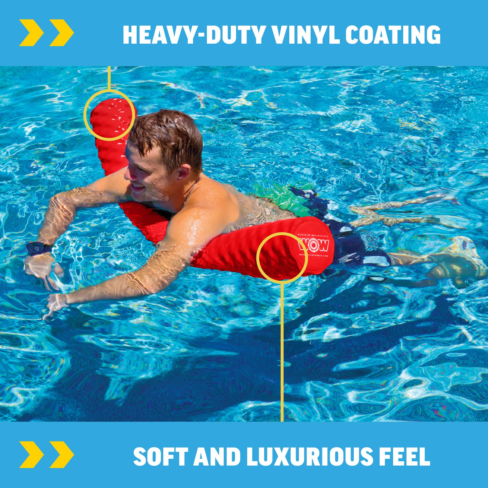 WOW Sports UV-protected noodle resists sun and chlorine for longer color