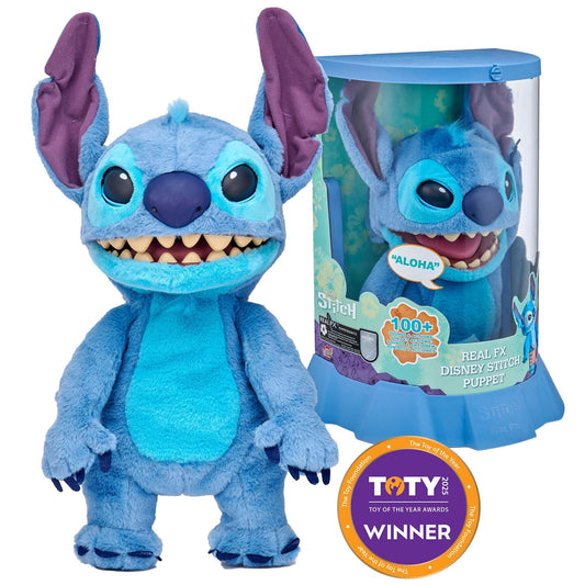 Disney Stitch Puppetronic face close-up showing lifelike features