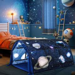 Wowangce Galaxy Twin Bed Tent bedroom setup creates magical space