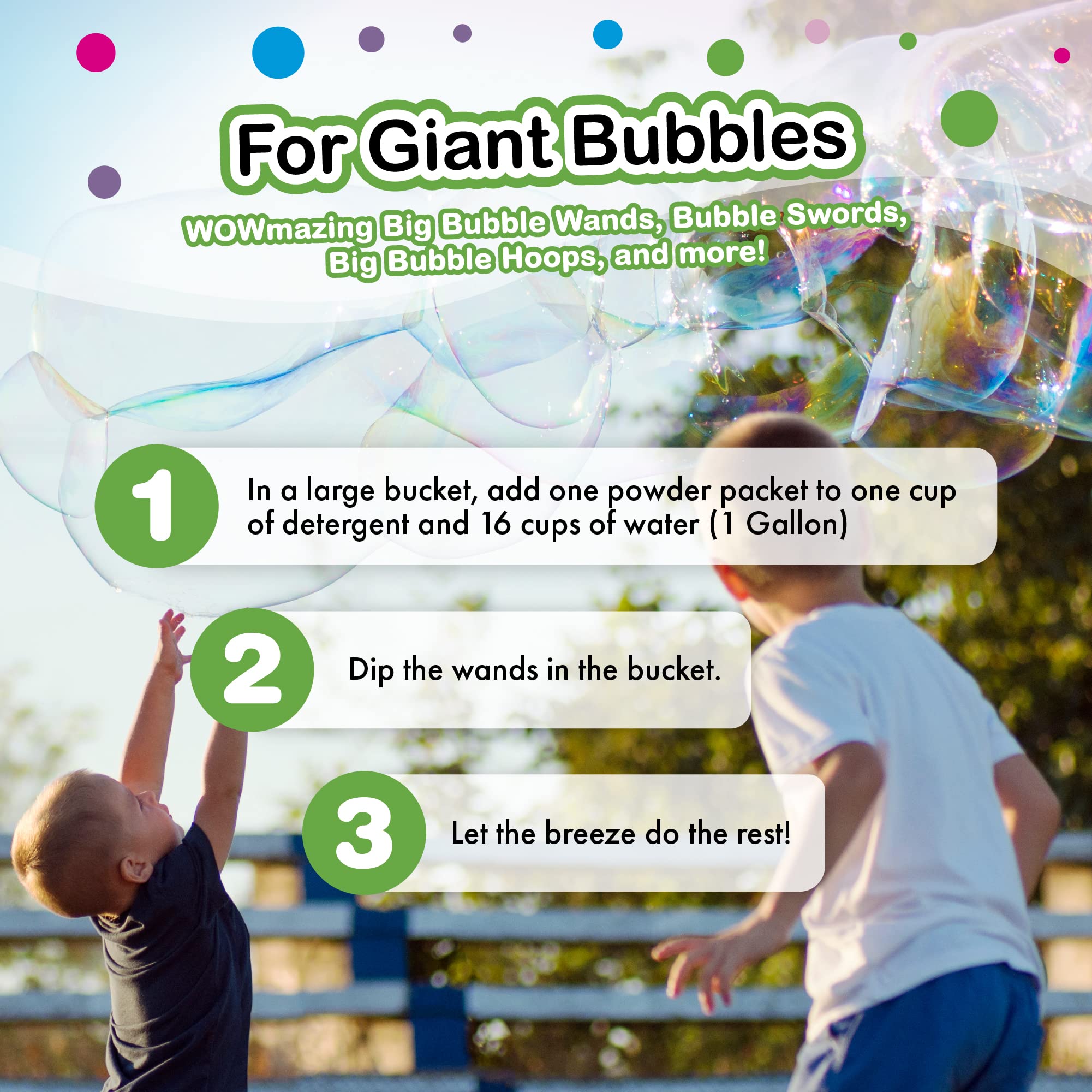 WOWMAZING outdoor family fun with bubble wands and hoops.