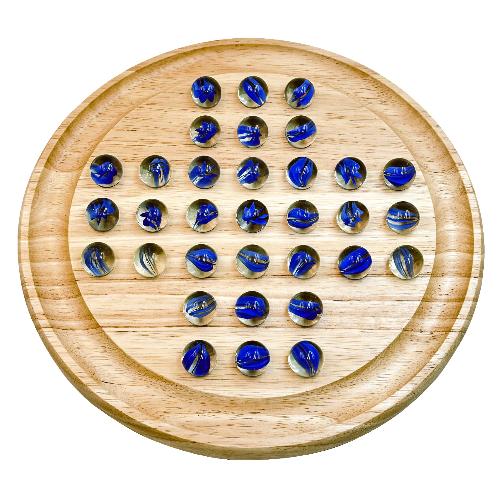 WOWME marble solitaire board with a wooden round design for focused play